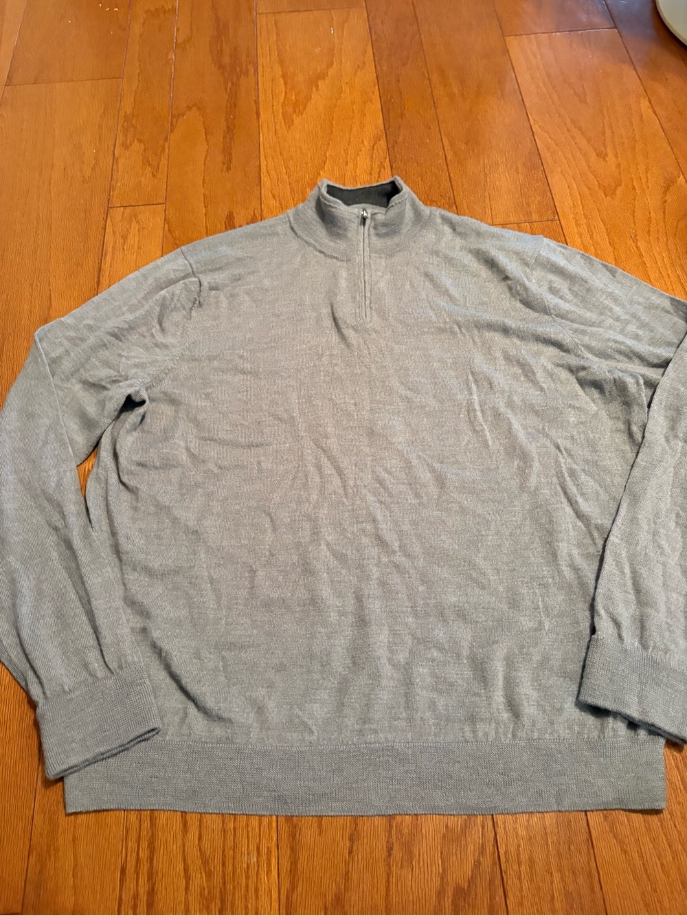 Nordstrom Quarter Zip Washable Merino Wool Sweater Grey 2XL
